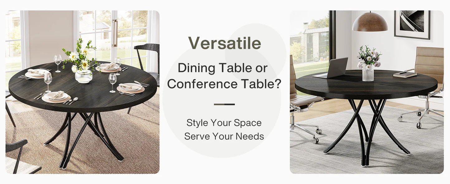Table de salle à manger Yolande — métal, style industriel, ronde