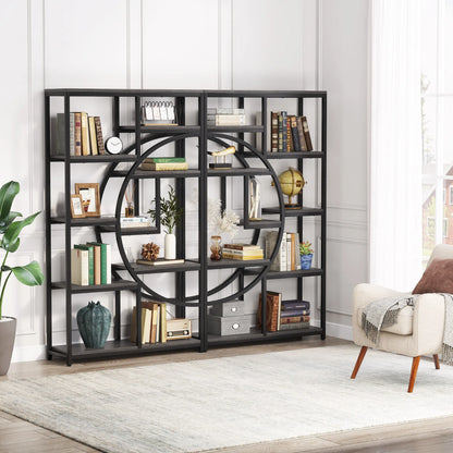 Bibliothèque Nathan — style industriel, rangement intégré, 5 niveaux, étagères ouvertes