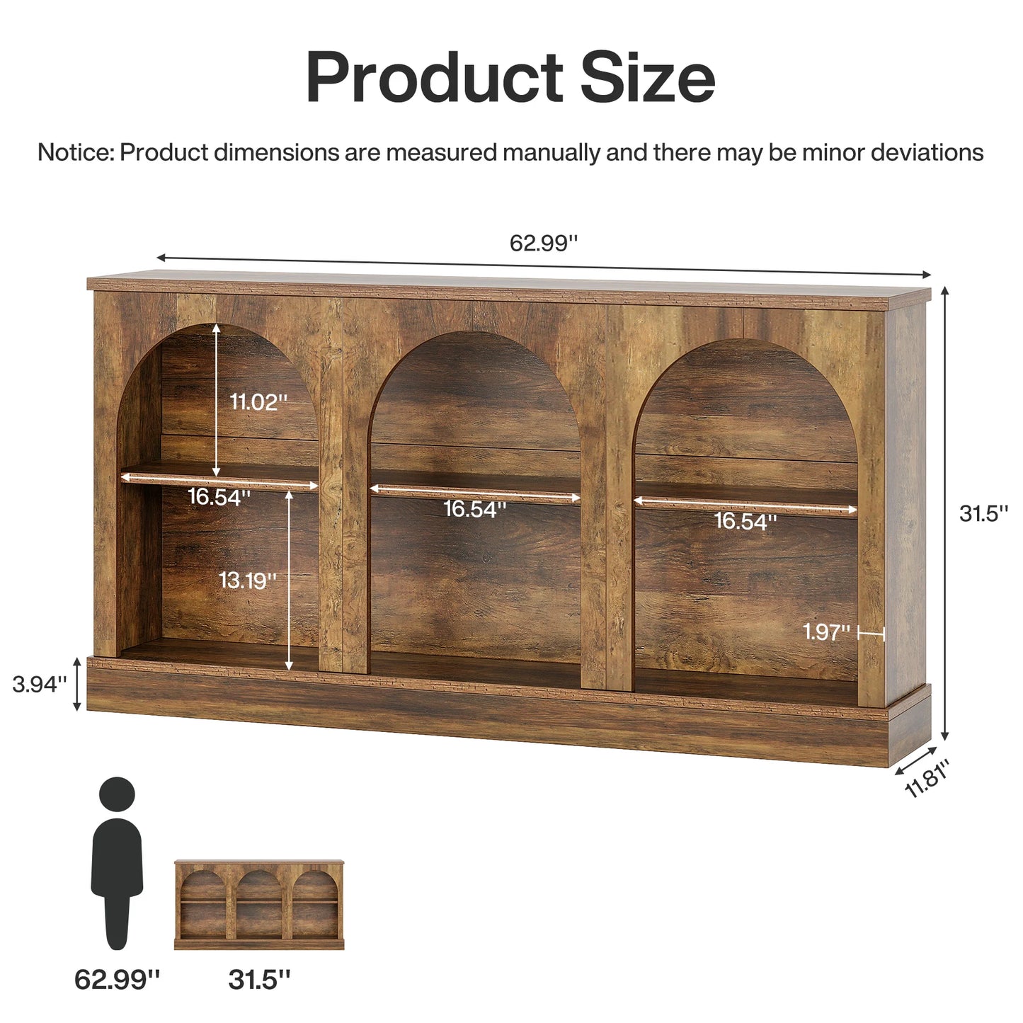 Console Éva — bois, métal, rangement intégré, 3 niveaux