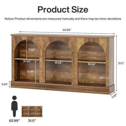 Console Éva — bois, métal, rangement intégré, 3 niveaux
