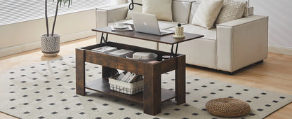 Lift Top Coffee Table with Hidden and Open Storage Shelf, Wooden Sofa Side Tea Table, Extendable Center Table for Living Room