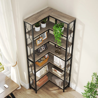 Bibliothèque Jocelyne — bois, métal, style industriel, 7 niveaux