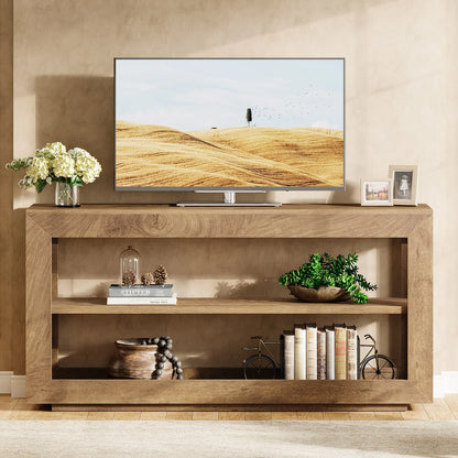 Console Béatrice — finition marron, bois, métal, rangement intégré