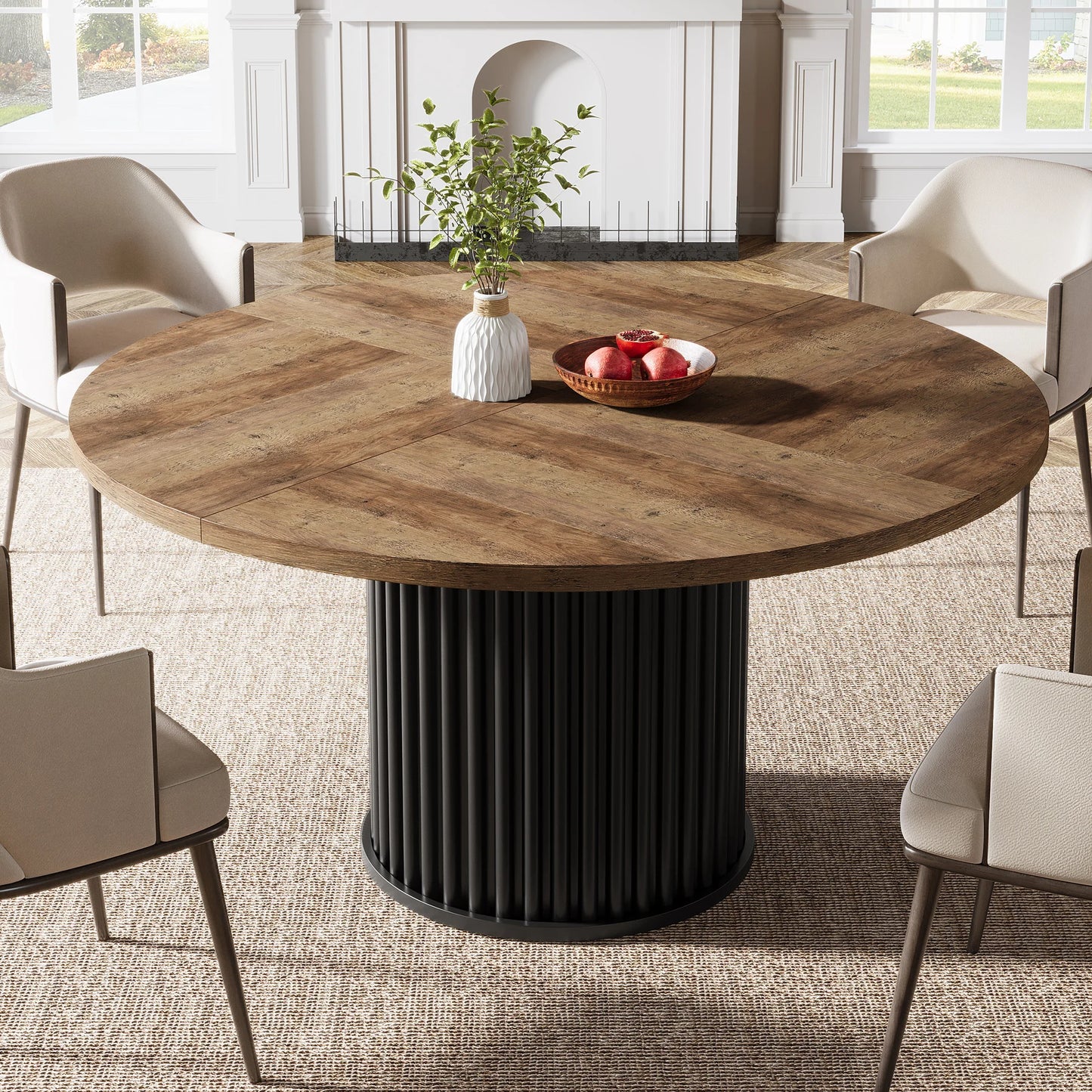Table de salle à manger Jacinthe — finition noir, métal, ronde