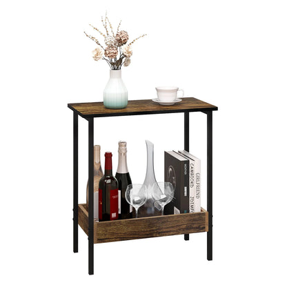 WOLTU Side Table Coffee Table with 2 Shelves Sofa Console Table with Storage Space for Corner Living Room Bedroom
