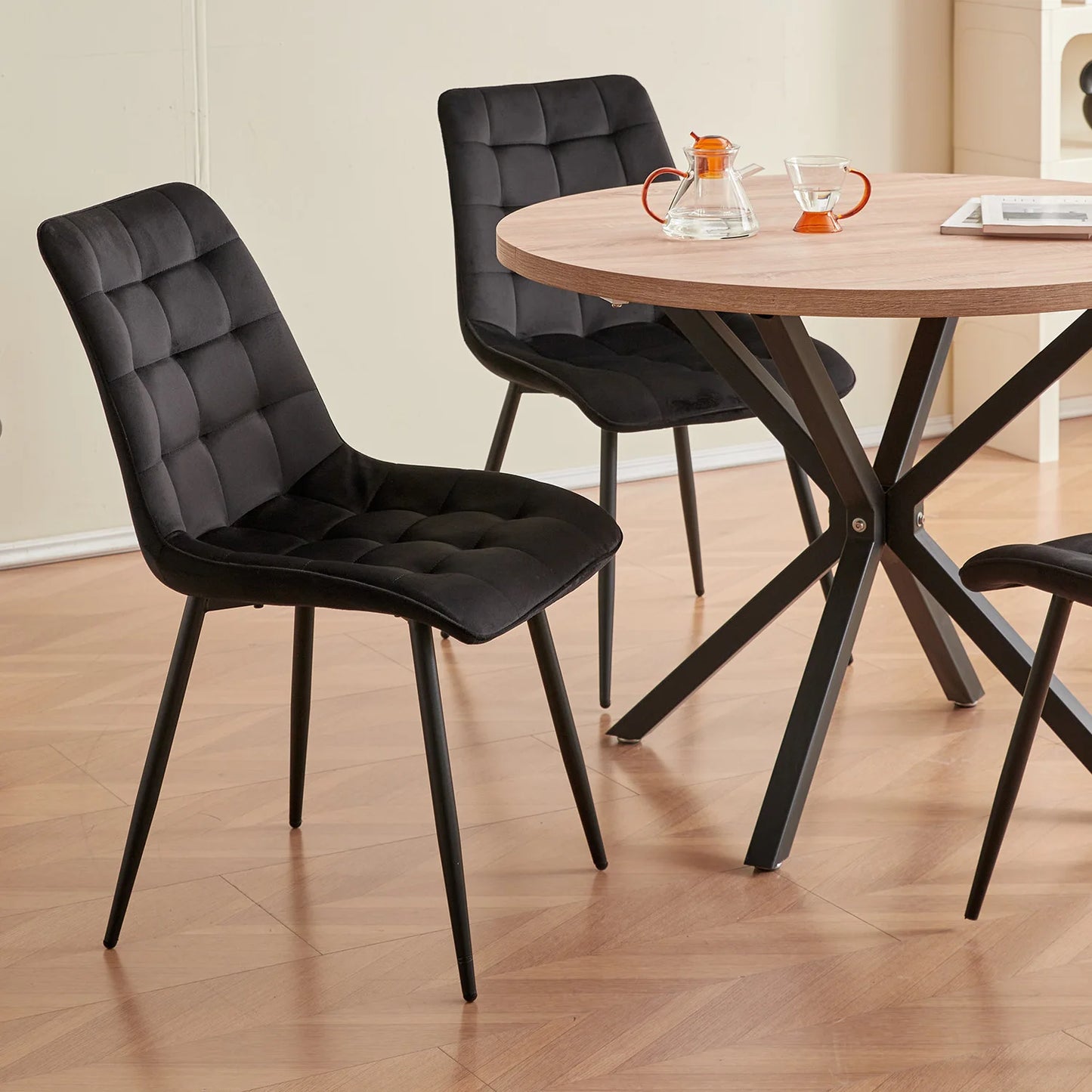 Chaise Florence — velours, métal, design contemporain, lot de 6