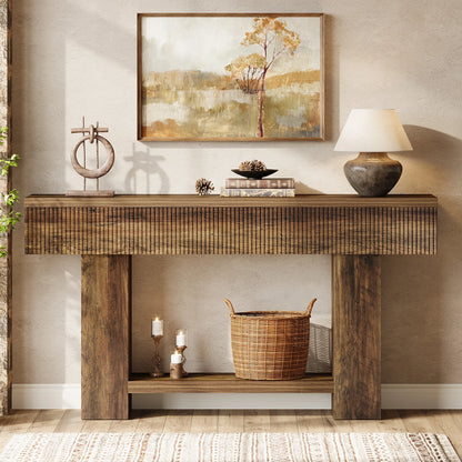 Console Ophélie — bois, style rustique, rangement intégré, 2 niveaux