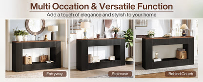 Console Damien — finition noir, bois, design contemporain, rangement intégré