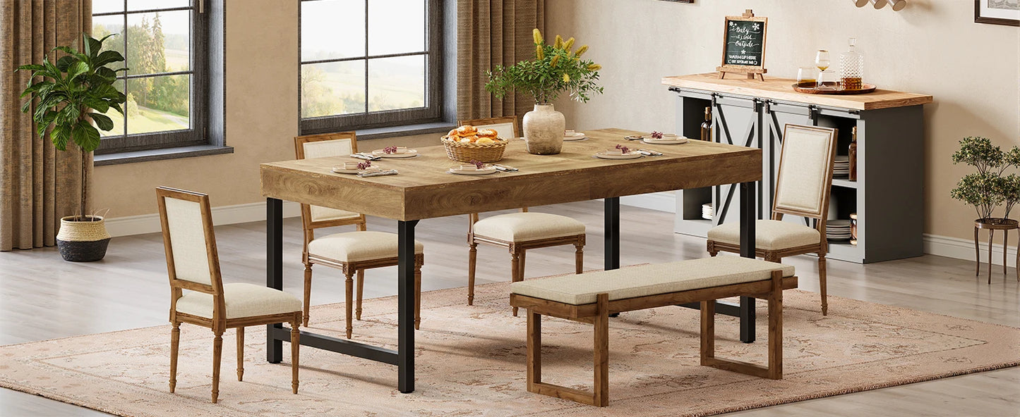 Table de salle à manger Wilfried — métal, style industriel, rectangulaire