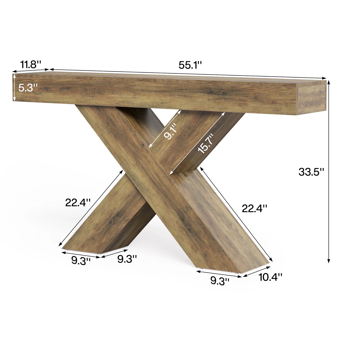 Console Rémi — finition marron, style rustique