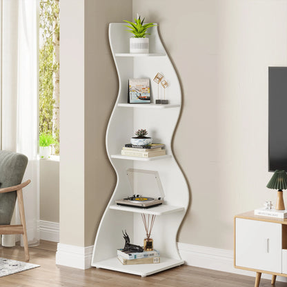 Bibliothèque Jules — design contemporain, rangement intégré, 5 niveaux, meuble d'angle