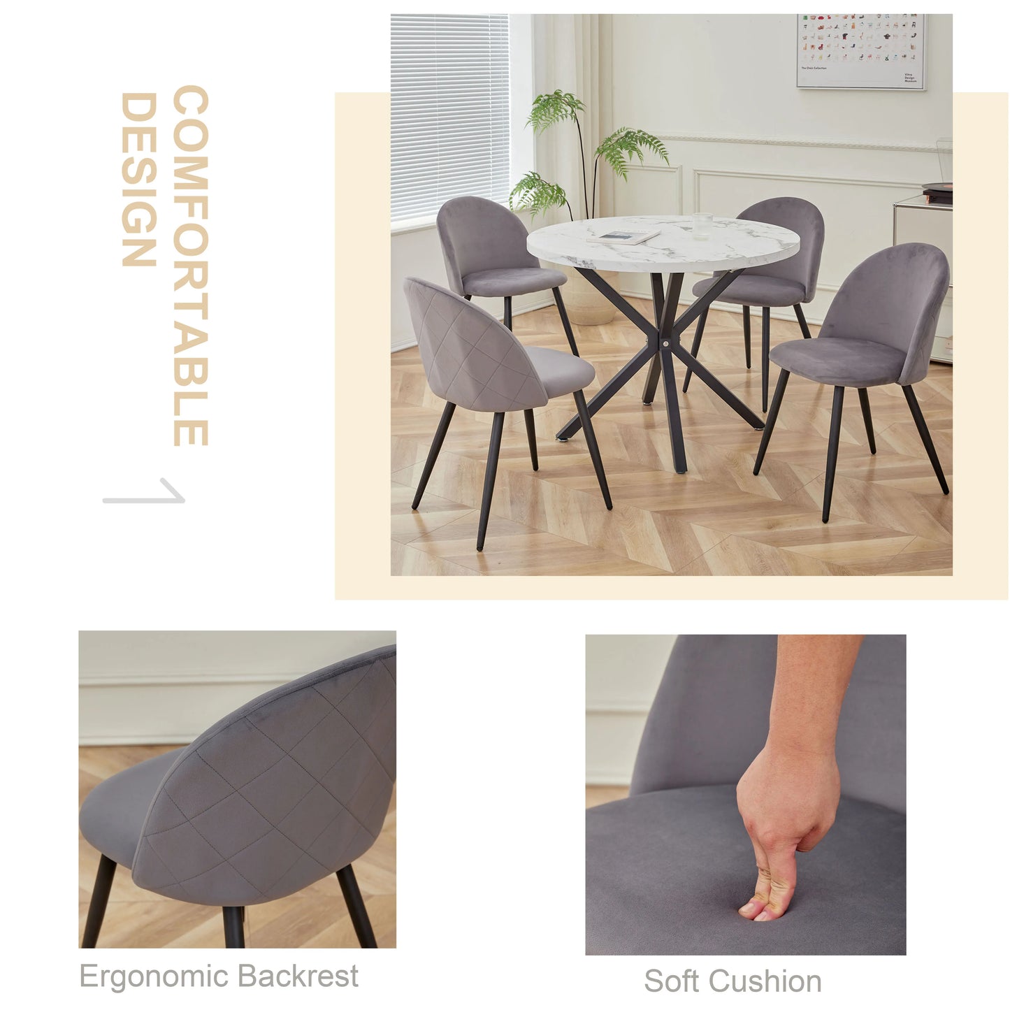 Chaise Corinne — velours, style nordique