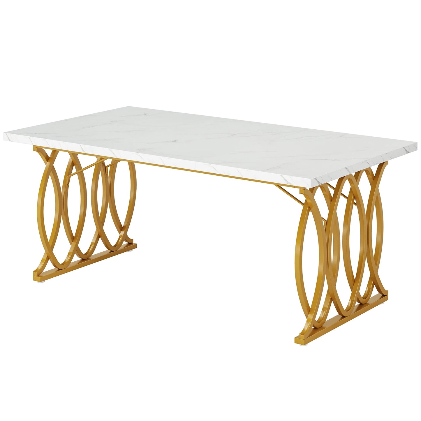 Table de salle à manger Quentin — marbre, design contemporain, rectangulaire