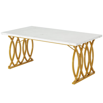 Table de salle à manger Quentin — marbre, design contemporain, rectangulaire