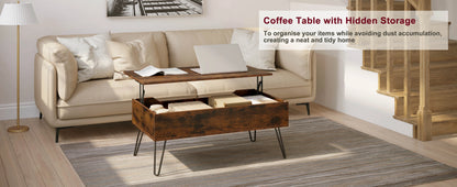 WOLTU Extendable Coffee Table Height-Adjustable Table Wooden Sofa Table with Hidden Storage Space Living Room Office Furniture