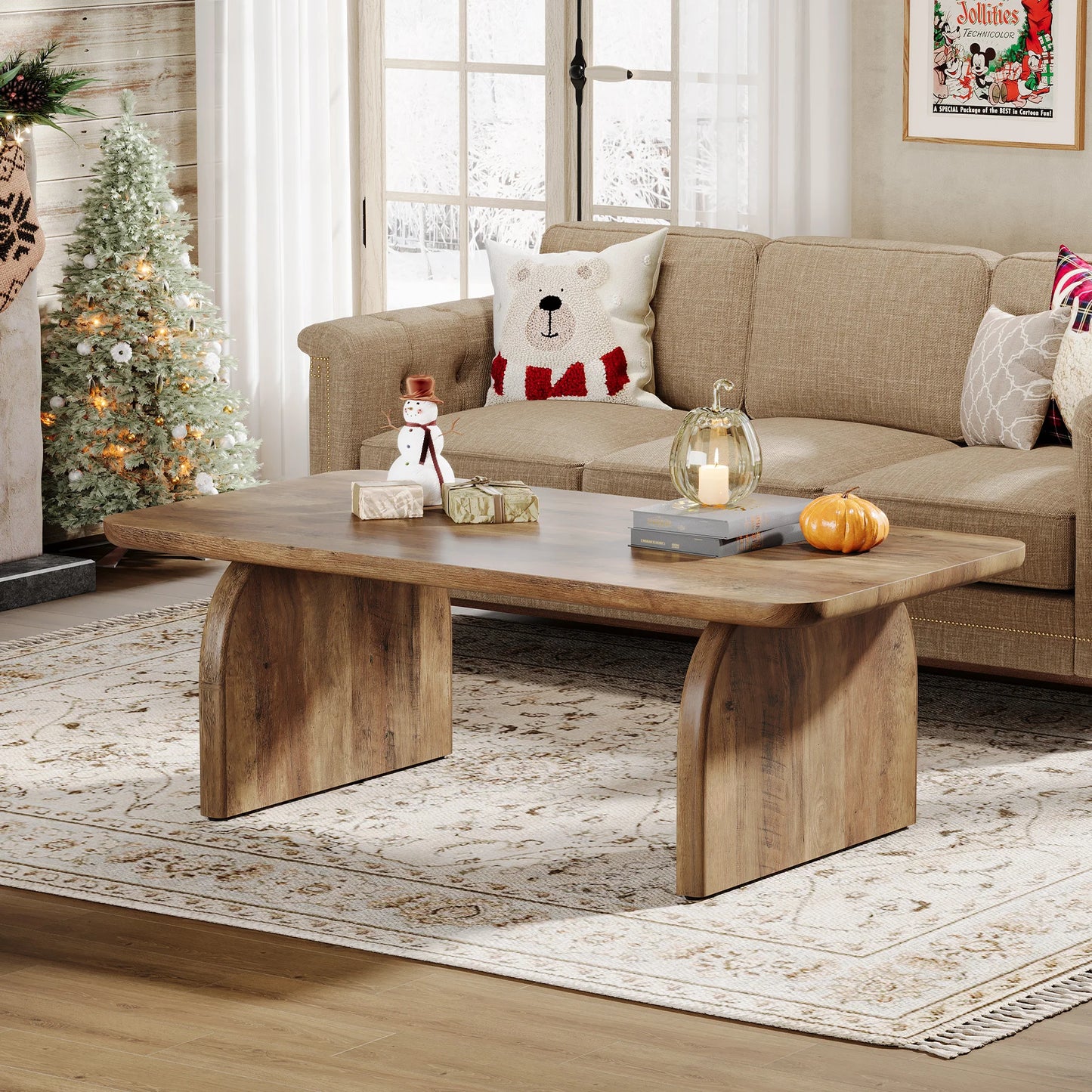 Table basse Adrien — bois, style rustique, rectangulaire