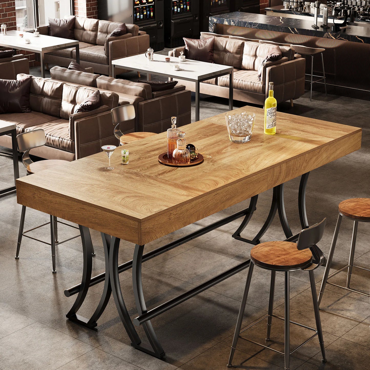 Table de salle à manger Hélène — métal, style industriel, rectangulaire