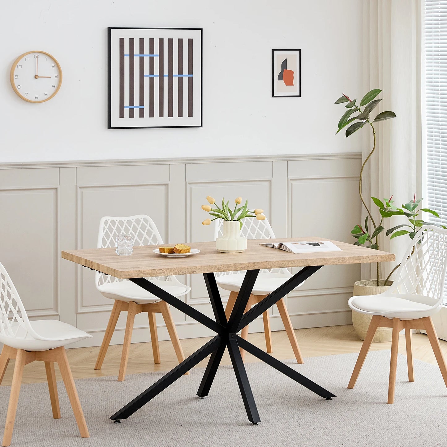 Table de salle à manger Madeleine — métal, design contemporain, rectangulaire
