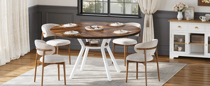 Table de salle à manger Jonathan — bois, métal, rangement intégré, ronde