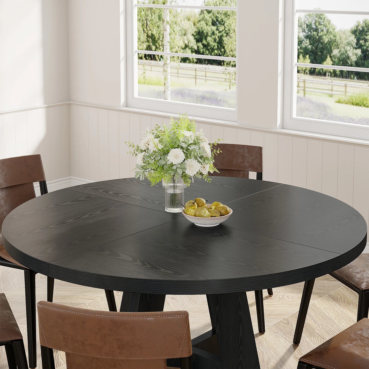 Table de salle à manger Stéphane — métal, ronde