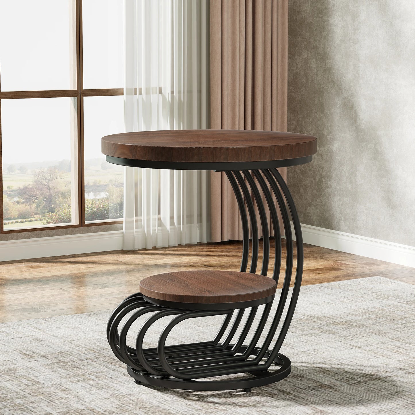 Table d'appoint Pénélope — finition dorée, marbre, design contemporain, rangement intégré