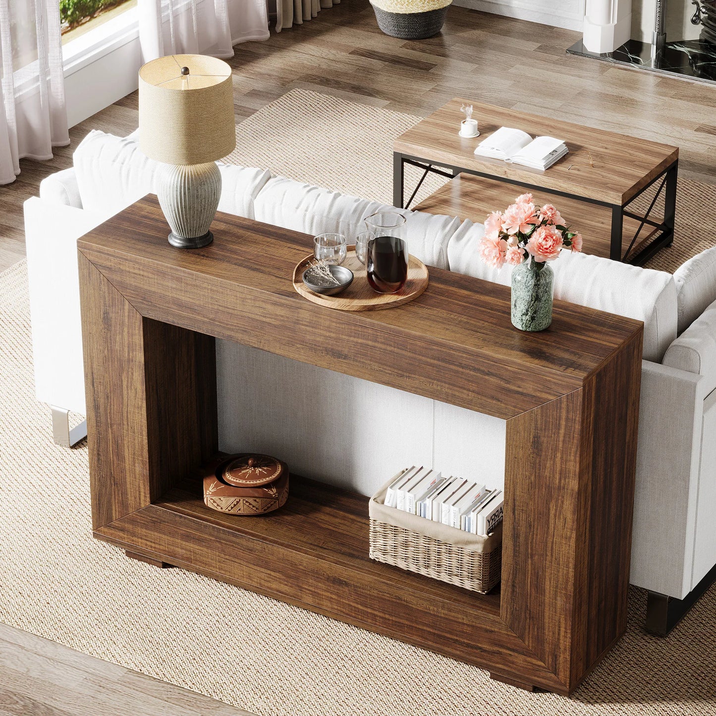 Table d'appoint Ophélie — style industriel, rangement intégré