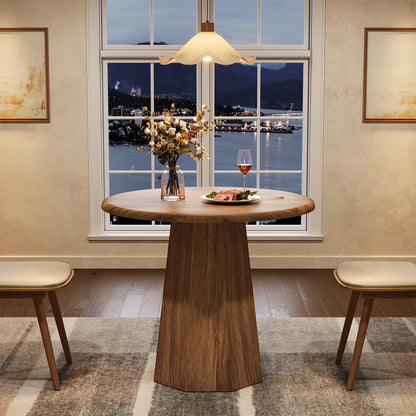 Table de salle à manger Ulysse — finition marron, ronde