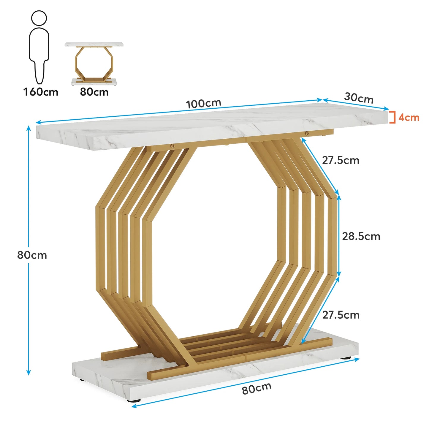 Console Maxime — finition dorée, design contemporain