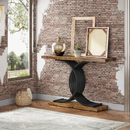 Console Axel — finition dorée, bois, marbre, métal