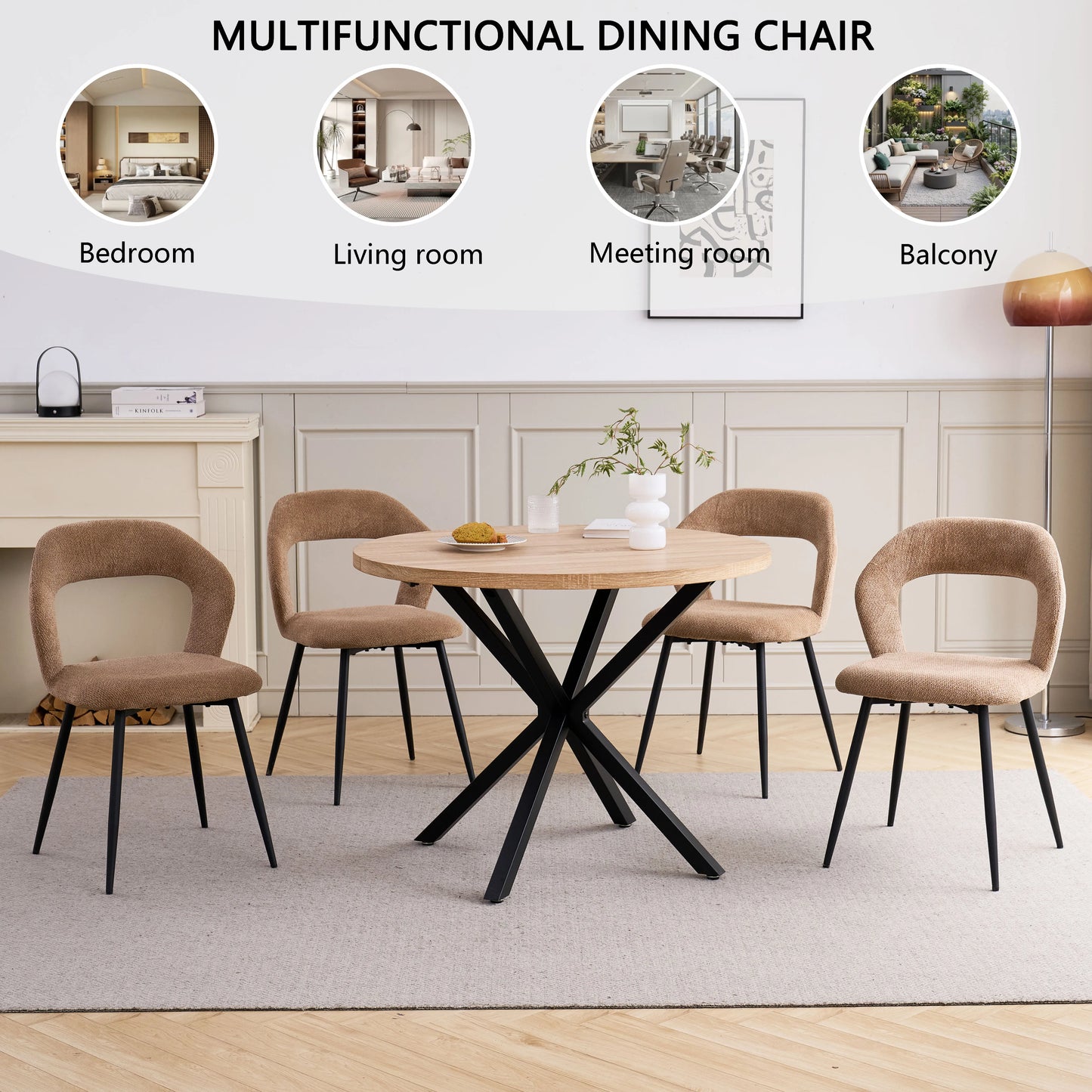 Chaise Suzanne — finition noir, métal, design contemporain