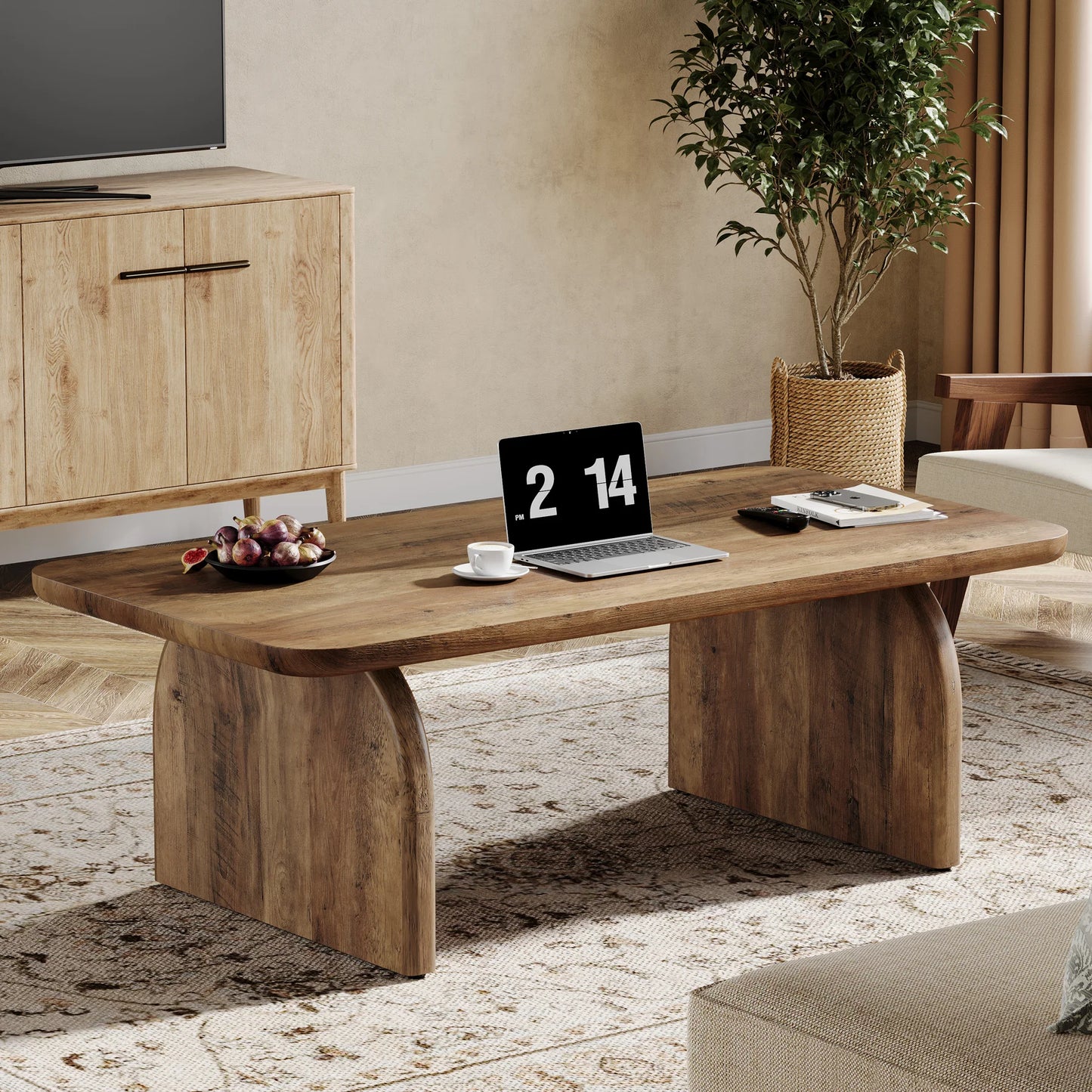 Table basse Adrien — bois, style rustique, rectangulaire