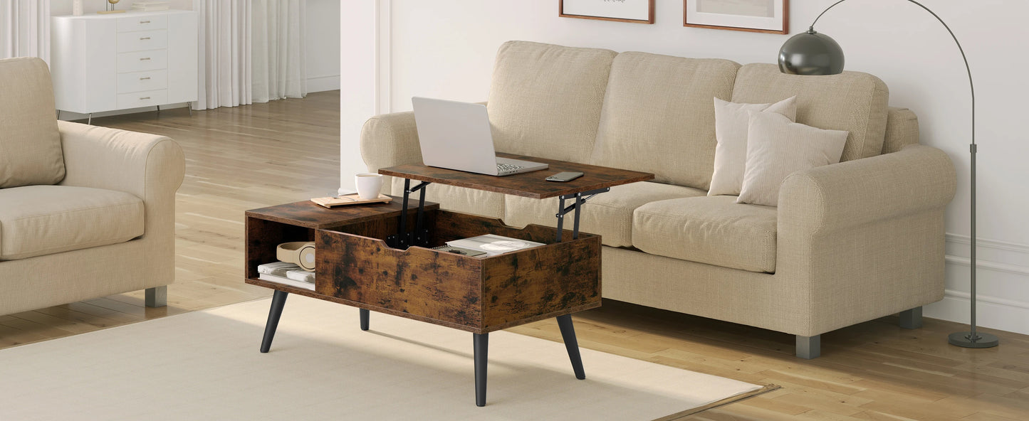 WOLTU Height-Adjustable Coffee Table Living Room Table with Hidden Storage Lifting Board Folding Table for Side Sofa Decor Home