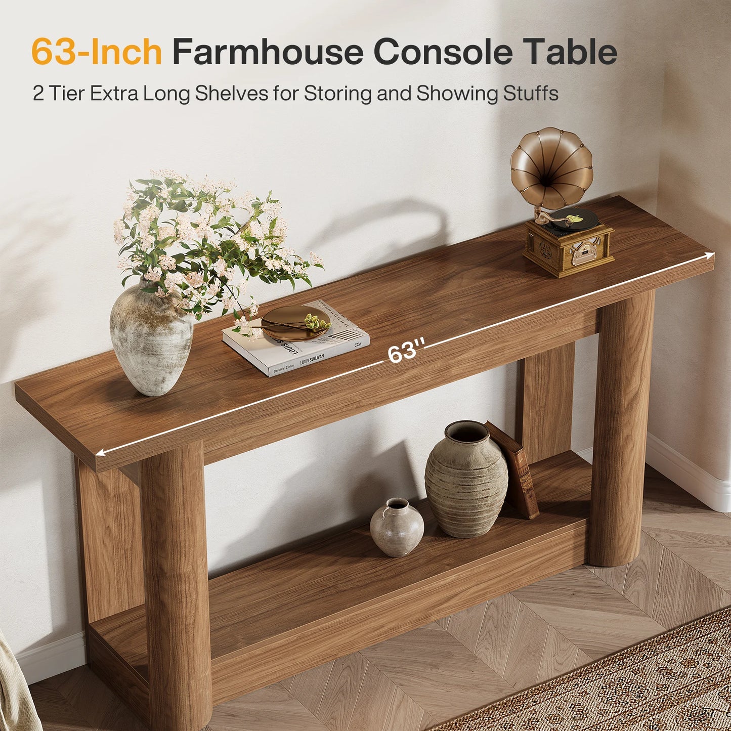 Console Christophe — métal, rangement intégré, 2 niveaux