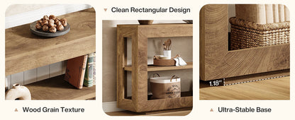 Console Béatrice — finition marron, bois, métal, rangement intégré