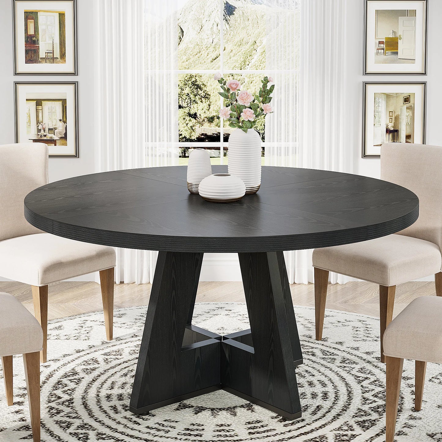 Table de salle à manger Stéphane — métal, ronde
