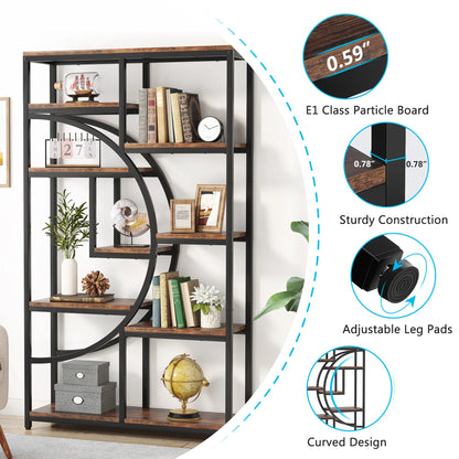 Bibliothèque Nathan — style industriel, rangement intégré, 5 niveaux, étagères ouvertes