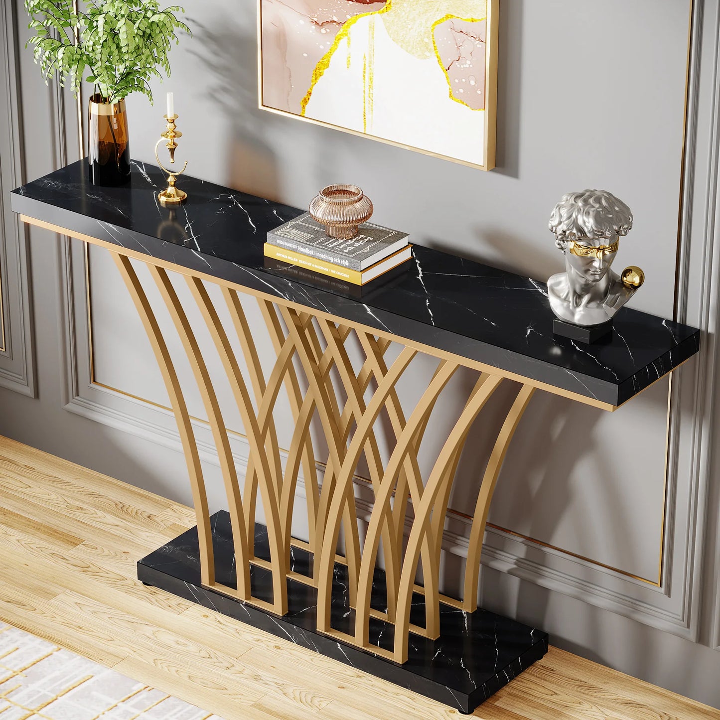 Console Priscille — finition dorée, métal, design contemporain