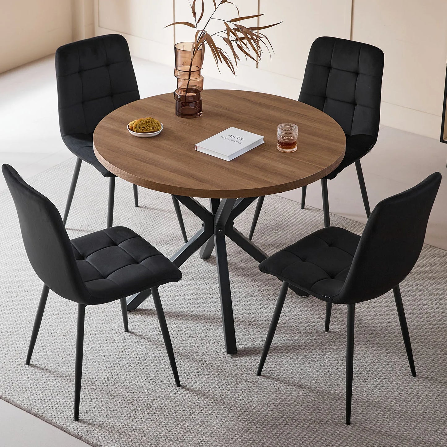 Chaise Tristan — velours, métal, lot de 6