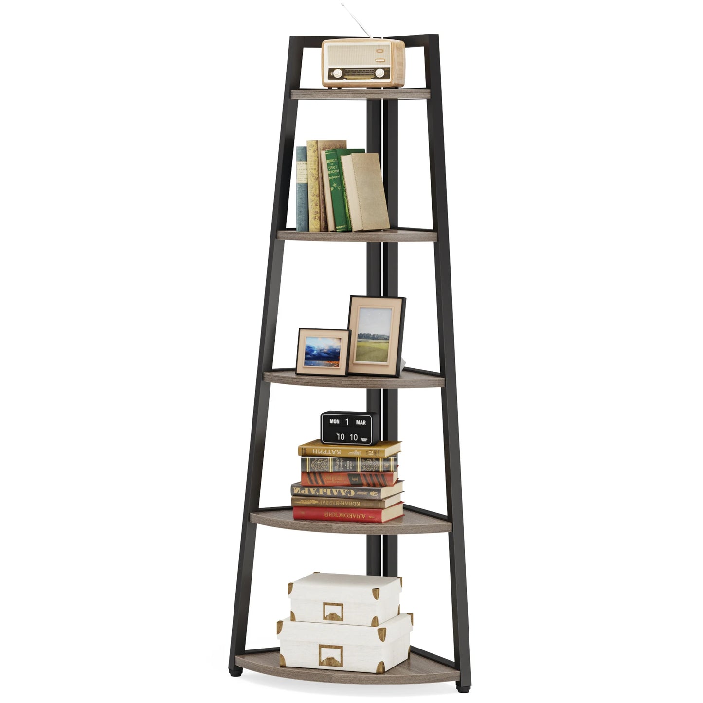 Bibliothèque Fabrice — bois, rangement intégré, meuble d'angle, étagères ouvertes