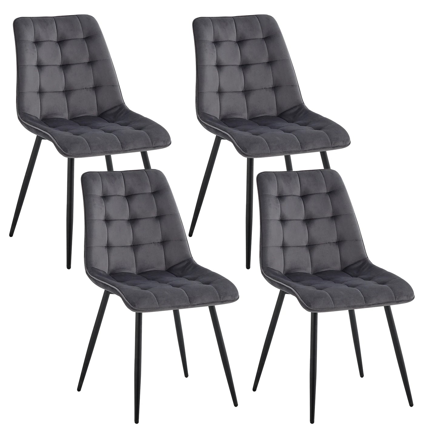 Chaise Florence — velours, métal, design contemporain, lot de 6