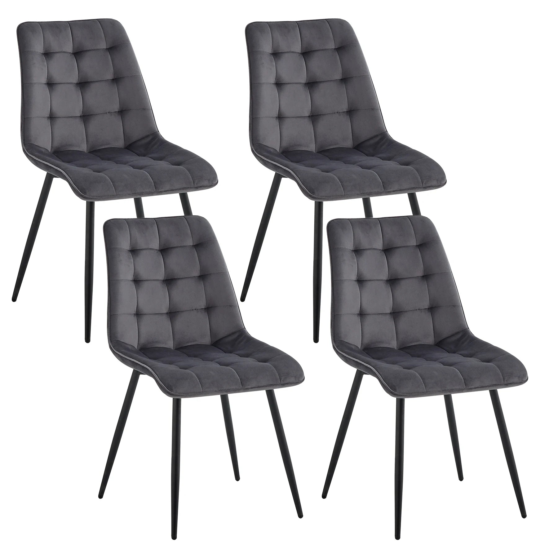 Chaise Florence — velours, métal, design contemporain, lot de 6