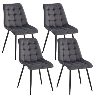 Chaise Florence — velours, métal, design contemporain, lot de 6