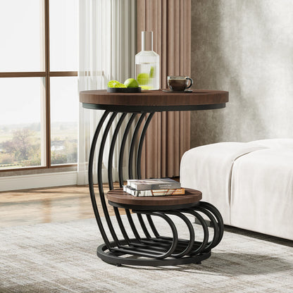 Table d'appoint Pénélope — finition dorée, marbre, design contemporain, rangement intégré