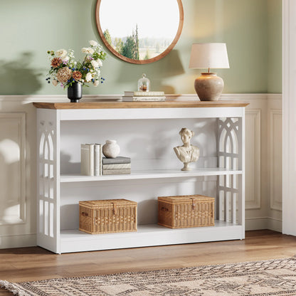 Console Sylvain — finition blanche, design contemporain, rangement intégré, 3 niveaux