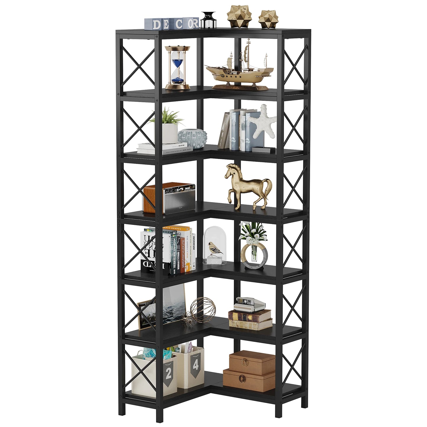 Bibliothèque Hadrien — métal, design contemporain, rangement intégré, 7 niveaux