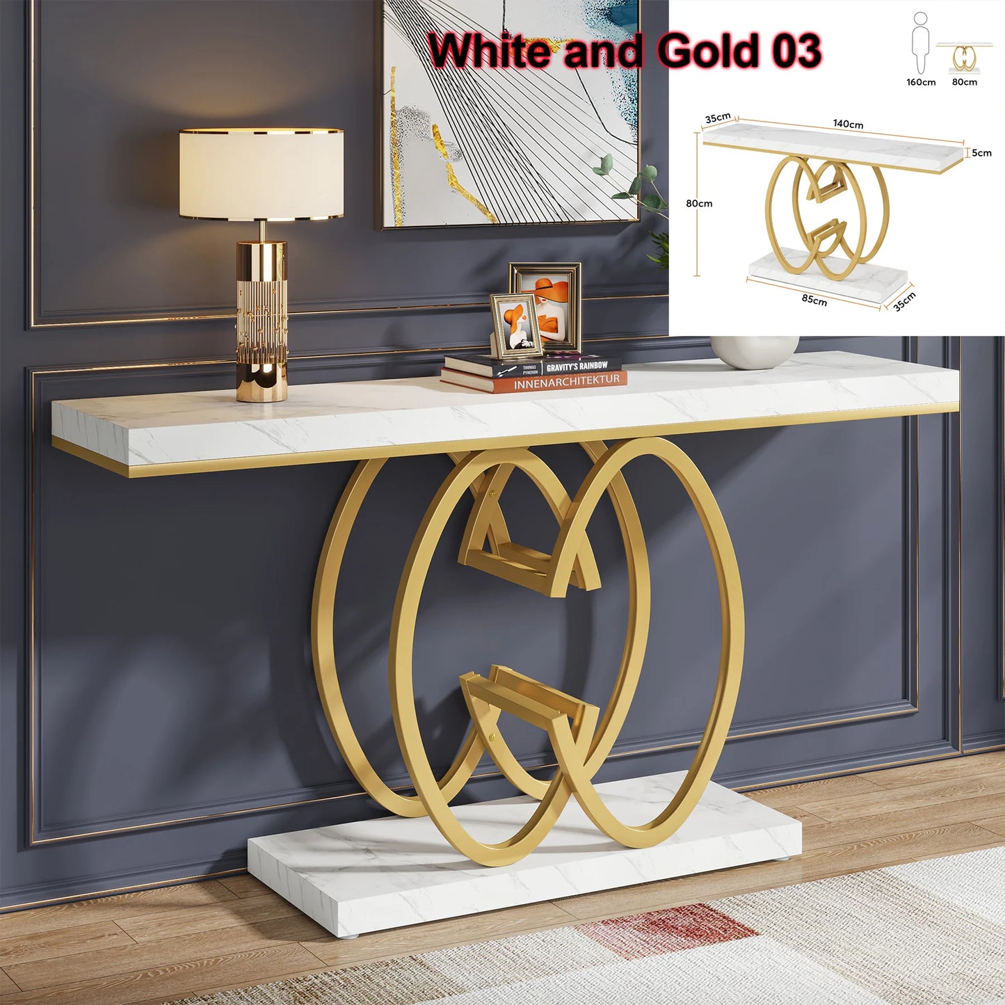 Console Maxime — finition dorée, design contemporain