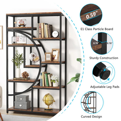 Bibliothèque Muriel — style industriel, rangement intégré, 5 niveaux, étagères ouvertes