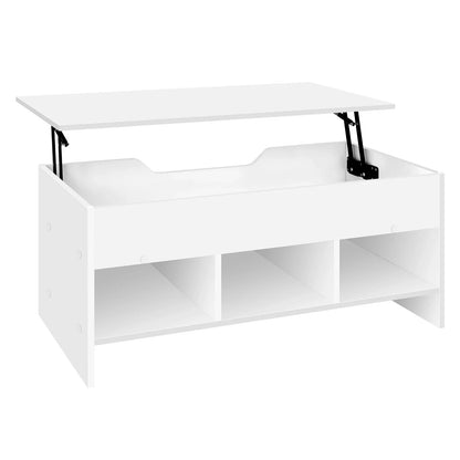 WOLTU Liftable Coffee Tea Table with Storage White Side Table Height-adjustable Rectangular Sofa Table for Living Room Bedroom