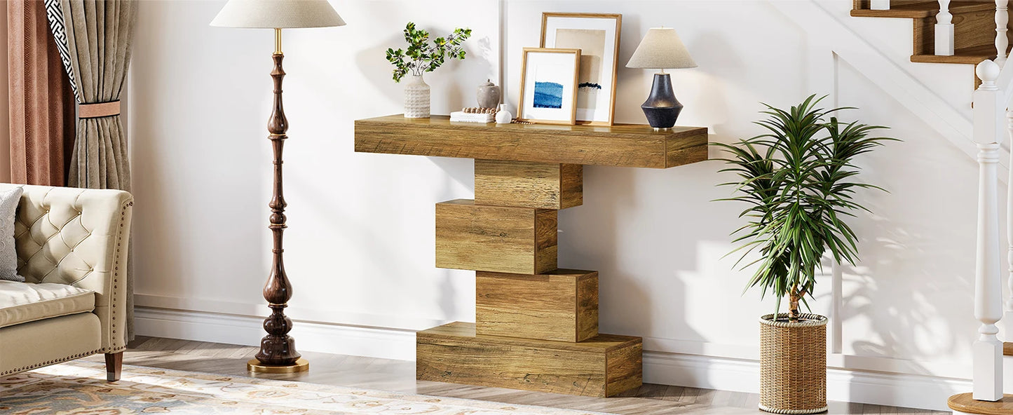 Console Jeanne — bois, métal, style industriel