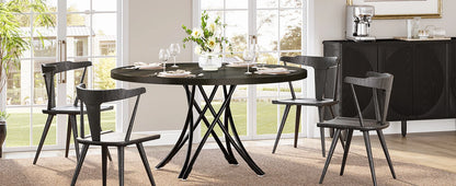 Table de salle à manger Yolande — métal, style industriel, ronde